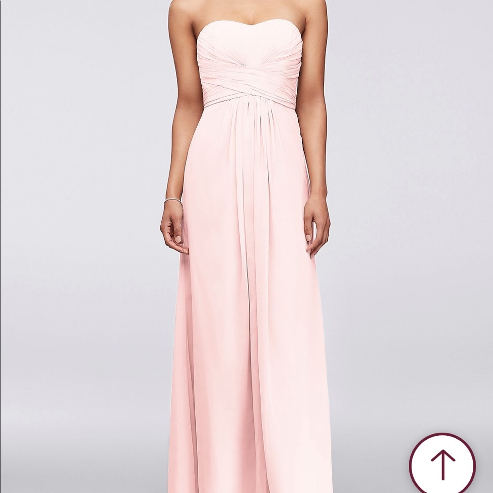 F15555 LONG STRAPLESS CHIFFON W/ PLEATED BODICE